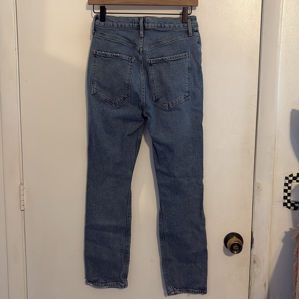 Agolde Riley Distressed High Rise Button Fly Cropped Jeans 25 - Picture 6 of 11